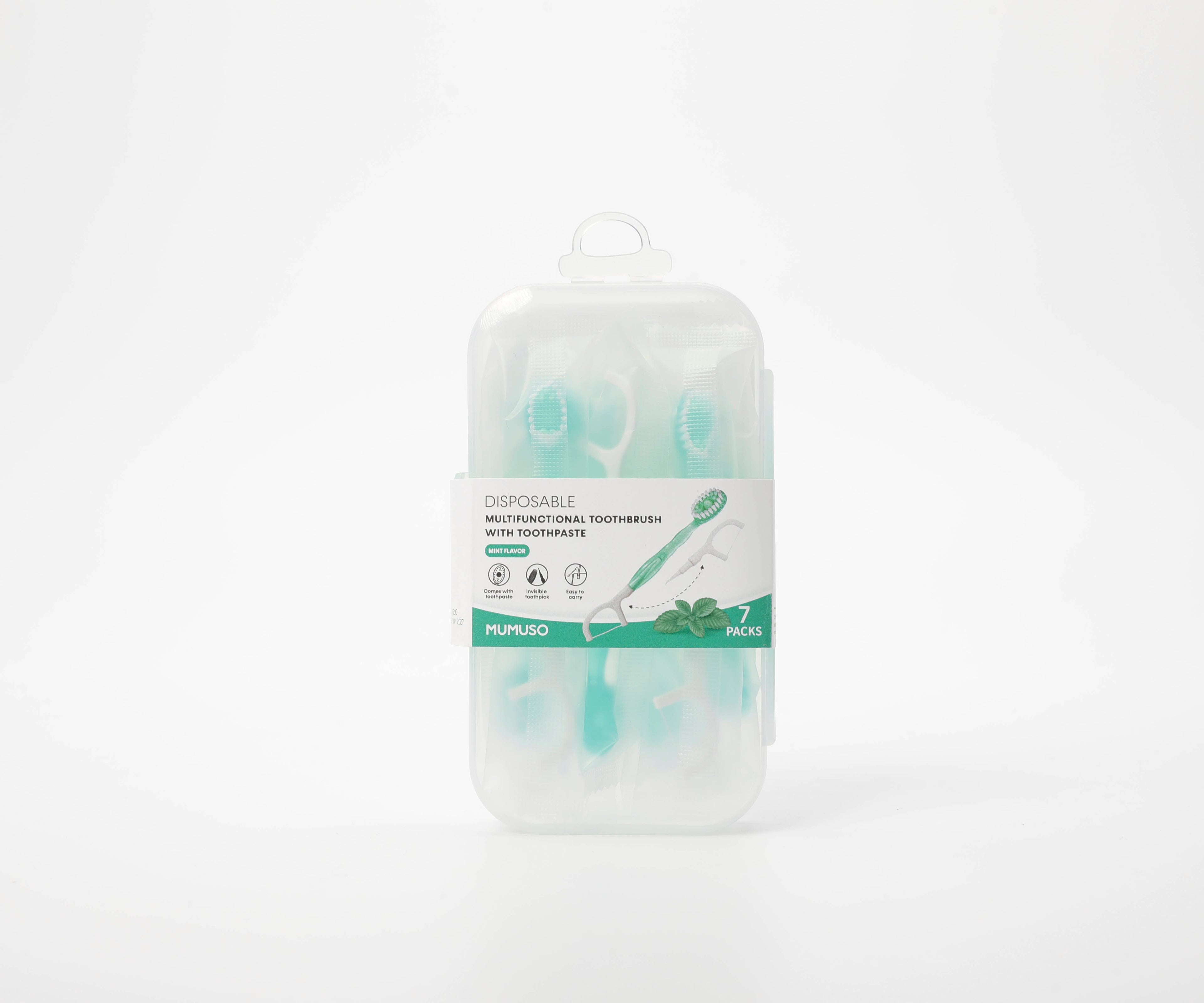 Disposable Multifunctional Toothbrush with Toothpaste (Mint Flavor/7-Pack)
