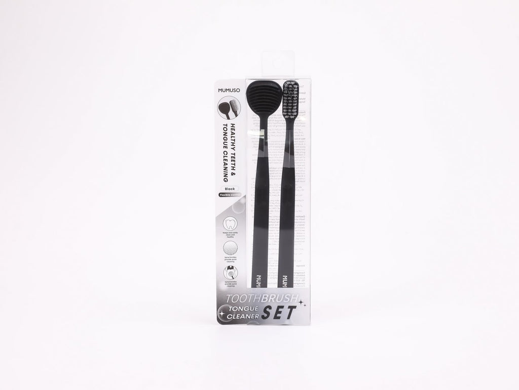 TOOTHBRUSH & TONGUE CLEANER SET (BLACK?