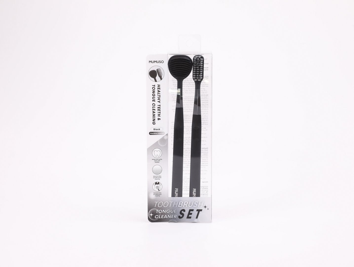 TOOTHBRUSH & TONGUE CLEANER SET (BLACK?