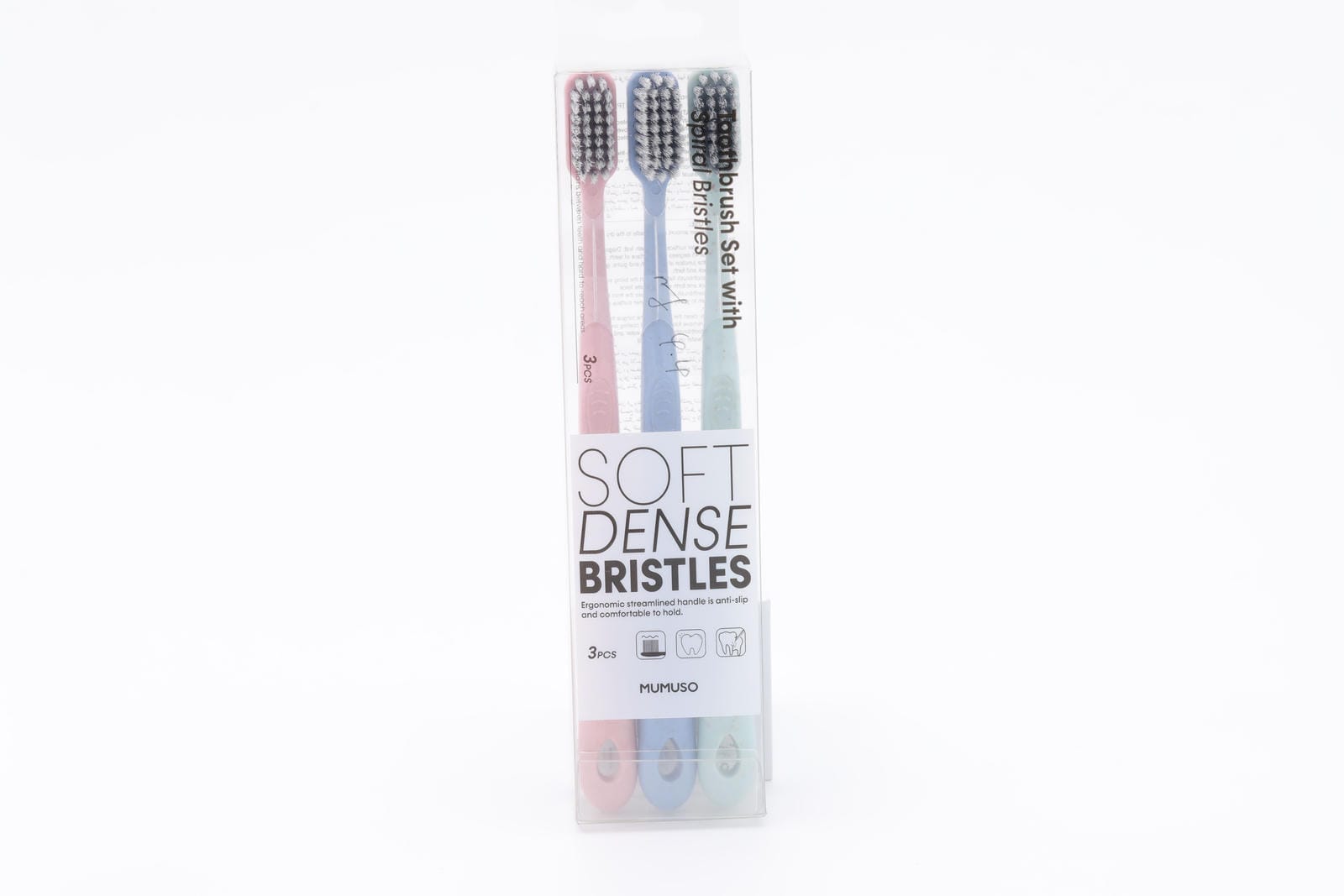 TOOTHBRUSH SET WITH SPIRAL BRISTLES (3 PCS)