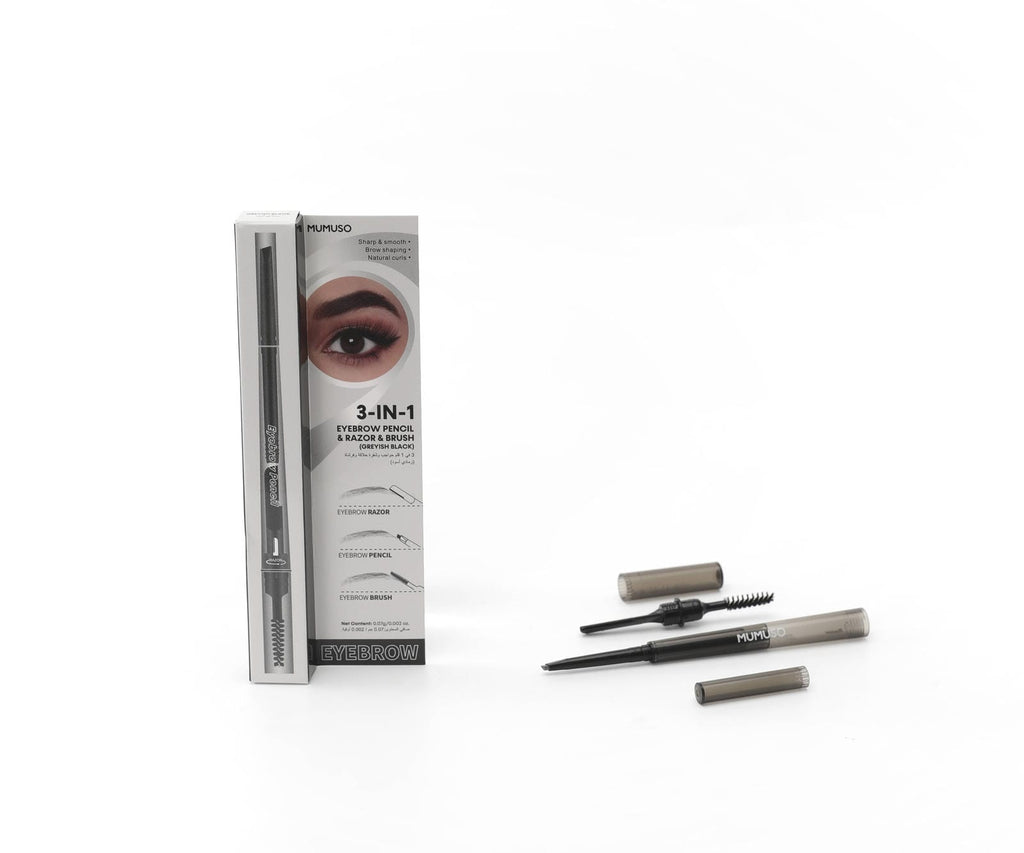 3-IN-1 EYEBROW PENCIL & RAZOR & BRUSH (GREYISH BLACK)